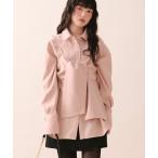 ブラウス シャツ line stone ribbon shirt / ラインストーンリボンシャツ レディース