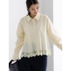 ブラウス シャツ スカラップレースヘムクロップトシャツ レディース