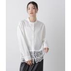 ブラウス シャツ スカラレースコンビスタンドカラーシャツ レディース