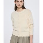 カーディガン リネンタッチクルーネックニットカーディガン レディース