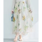 ショッピング春 スカート オーガンジーフラワーフレアスカート