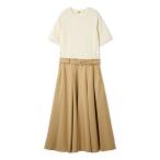 ワンピース プリーツスカートニットドッキングワンピース