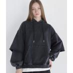 ショッピング綿100 パーカー ルーズシルエットヘビーウェイトフェイクレイヤードボリュームスリーブパーカー メンズ レディース