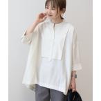 ブラウス シャツ 「WEB限定」接触冷感バンドカラーシャツチュニック レディース