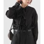 ブラウス シャツ シアーサテンリボンブラウス レディース