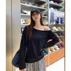 tシャツ 「EIZZ/アイズ」ワンショル風 ルーズフィット 長袖 カットソー オフショルダー ロンT レディース