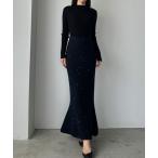 「Louere」 ニットスカート LARGE ダークネイビー レディース