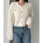 「Louere」 ニットカーディガン MEDIUM アイボリー レディース