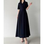 「junoah」 半袖ワンピース LARGE ネイビー レディース
