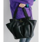 トートバッグ マルチポケットフェイクレザートートバッグ レディース