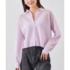 ショッピングラベンダー カーディガン スポンジシアーポロカーディガン/イージーケア レディース