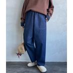 「DANTON」 イージーパンツ 36 インディゴブルー レディース