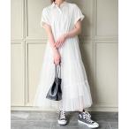「junoah」 半袖ワンピース MEDIUM ホワイト レディース