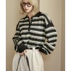 ショッピングポロ ポロシャツ ポロ PUBLUX/パブリュクス ボーダー シアー ポロニット　限定展開 レディース