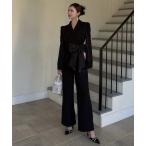 オールインワン 「丈が選べる」リボンベルト付ケープ風オールインワン レディース