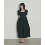 ワンピース スクエアネックニットワンピース（半袖）