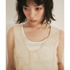 tシャツ 「EMMEL REFINES」EM フリルギャザー チュールレイヤー ノースリーブ レディース