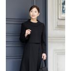 セットアップ 「喪服・礼服」洗えるブラックフォーマルスーツ ロールカラージャケットと前開きロングワンピースのセット レディース