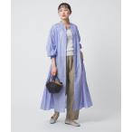 シャツワンピース ギャザー シャツワンピース