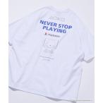 tシャツ 限定展開 ビッグシルエット ロゴバックプリント クルーネック Tシャツ/PlayStation NEVER STOP メンズ レディース