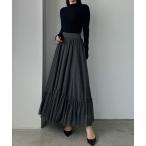 「Louere」 フリルスカート MEDIUM チャコール レディース