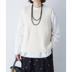 ベスト ジレ コットンローゲージニットベスト レディース