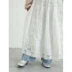 スカート ローズ柄レースギャザースカート