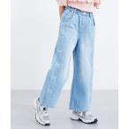 パンツ リボン刺しゅうデニムワイドパンツ　「綿100％」 キッズ 子供服