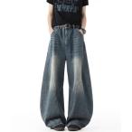  джинсы [neos] унисекс Vintage woshu цельный Roo z машина b широкий Denim брюки мужской женский мужской женский 