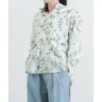 ショッピングAライン ブラウス シャツ ローン花柄ptスタンドカラーAラインワイドシャツ レディース
