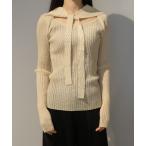 ニット セーター CLANE SHEER RIB RIBBON KINT TOPS レディース