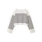 ショッピング09 tシャツ ボートネック短丈パネルボーダー レディース