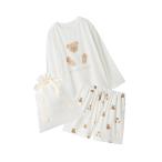 パジャマ ルームウェア 「ラッピング済み」抗菌防臭バスローブベアワンポイントロンT＆ショートパンツSET レディース