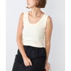 タンクトップ ノースリーブ リネンブレンドテレコリブタンクトップ レディース