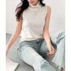 ニット セーター ウール混 タートルネック ノースリーブ ニット レディース