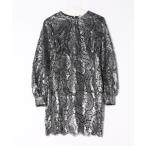 ワンピース メタリック ペイズリー レース ミニドレス