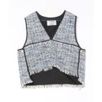 ベスト ジレ 「CYAN TOKYO」バックオーバートリムツイードベスト レディース