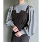 「junoah」 キャミソールワンピース MEDIUM チャコール レディース