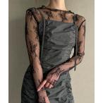 「junoah」 キャミソールワンピース MEDIUM チャコール レディース