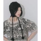ニット帽 ニットキャップ フラワーデザインボンネット レディース