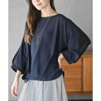 ブラウス シャツ ネックレス付き異素材切替裾タックプルオーバー レディース