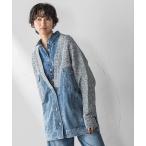 カーディガン デニムドッキングニットカーディガン「洗濯機で洗える」 レディース