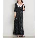 ワンピース 襟付きフラワーワンピース