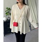 カーディガン ウエストタックカットカーディガン レディース
