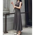 「junoah」 ノースリーブワンピース MEDIUM チャコール レディース