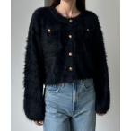 「Louere」 ニットカーディガン MEDIUM ブラック レディース