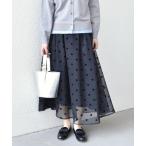 スカート SHIPS Colors:「手洗い可能」シアー フロッキー ドット フレア スカート