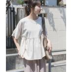 tシャツ ポンチドッキング半袖トップス レディース
