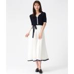 ワンピース 2026春夏新作 アソートドッキング配色ニットワンピース