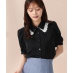 ブラウス シャツ 2026春夏新作 襟レースピンタックブラウス レディース